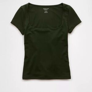 American Eagle Outfitters Deep Green Short Sleeve Tee